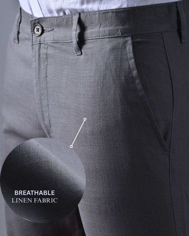 Grey - 2 way stretch - COTTON LINEN PANT