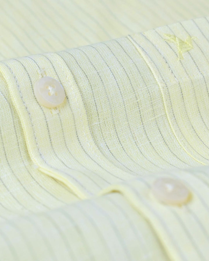 Yellow Mini Stripes -Full-Bamboo Linen