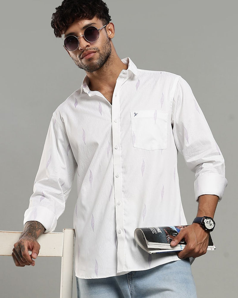 White Feather Print -Full-Stain Proof