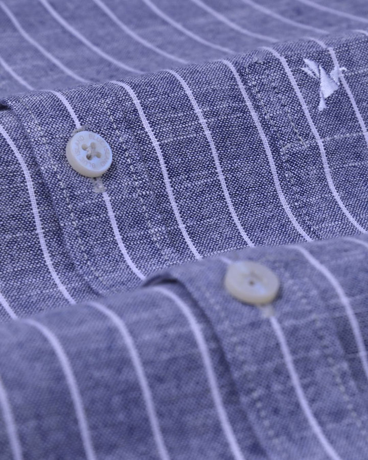 Denim Pinstripes -Full-Bamboo Linen