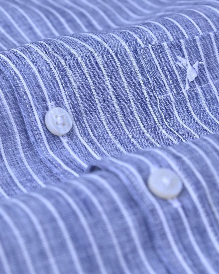 Denim Mini Stripes -Full-Bamboo Linen