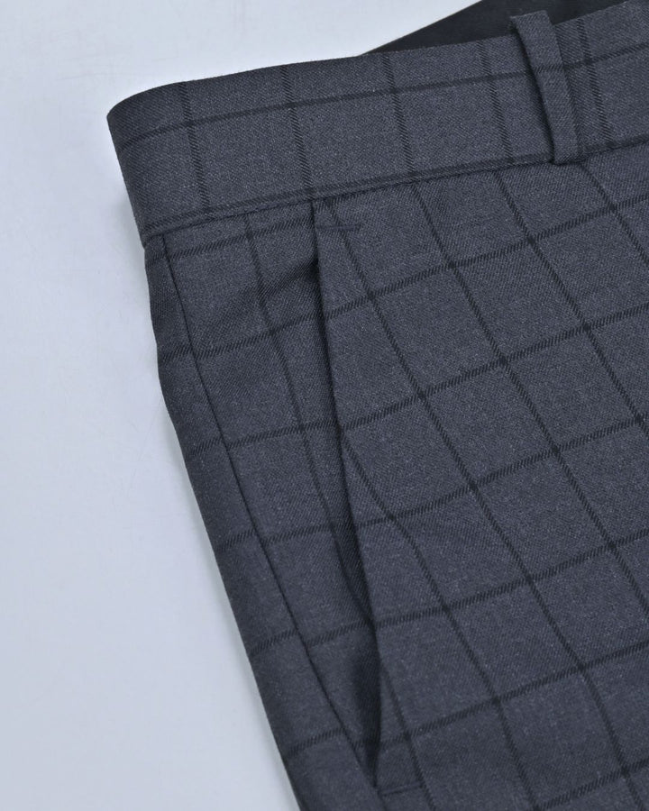 Slate Grey Box Checks - Wrinkle free Formal Pant
