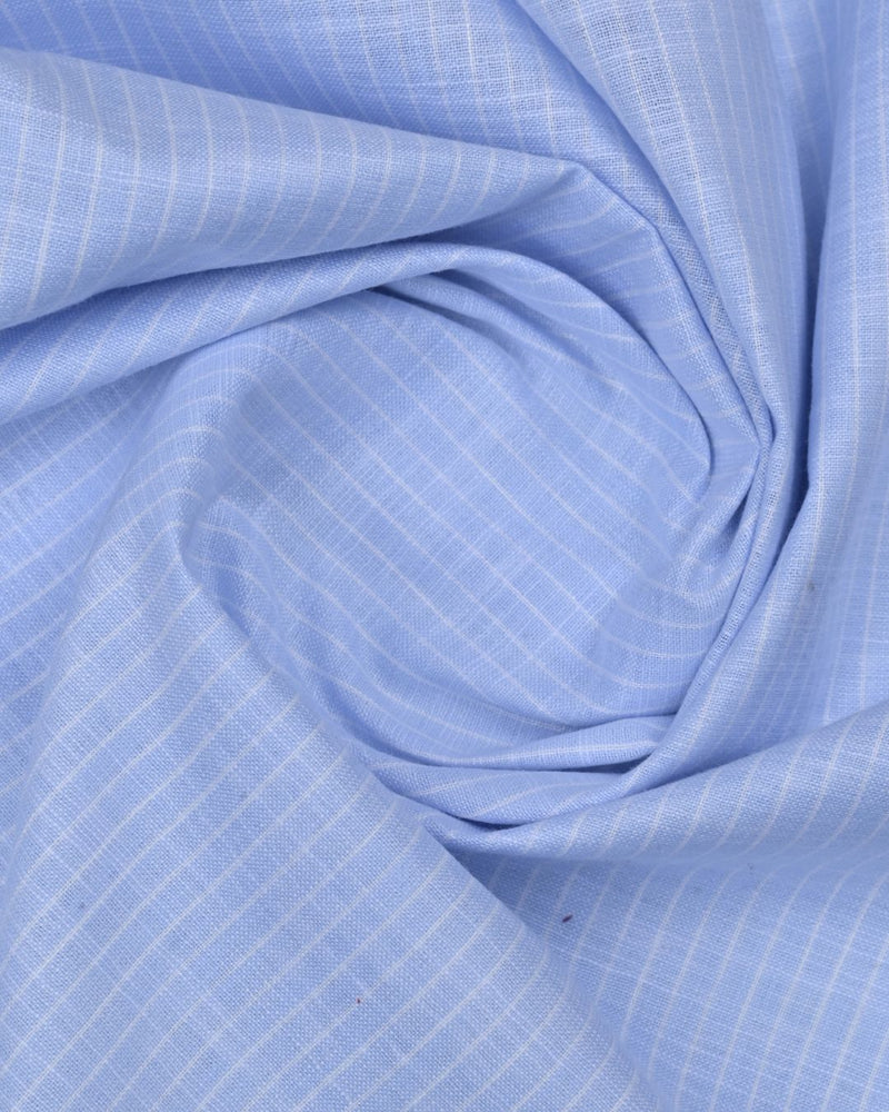 Blue & White Mini Stripes -Full-Bamboo Linen