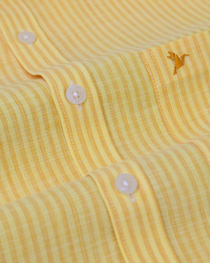 Summer Yellow Line Stripes -Full-Bamboo Linen