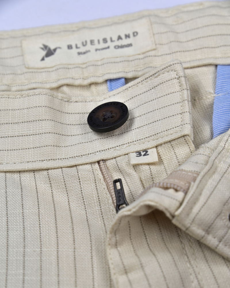 Cream Dotted Lines - 2 way stretch - COTTON PANT