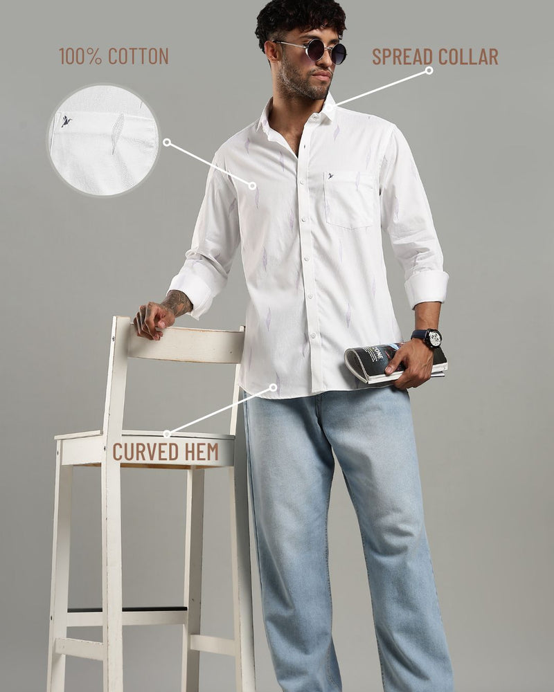 White Feather Print -Full-Stain Proof