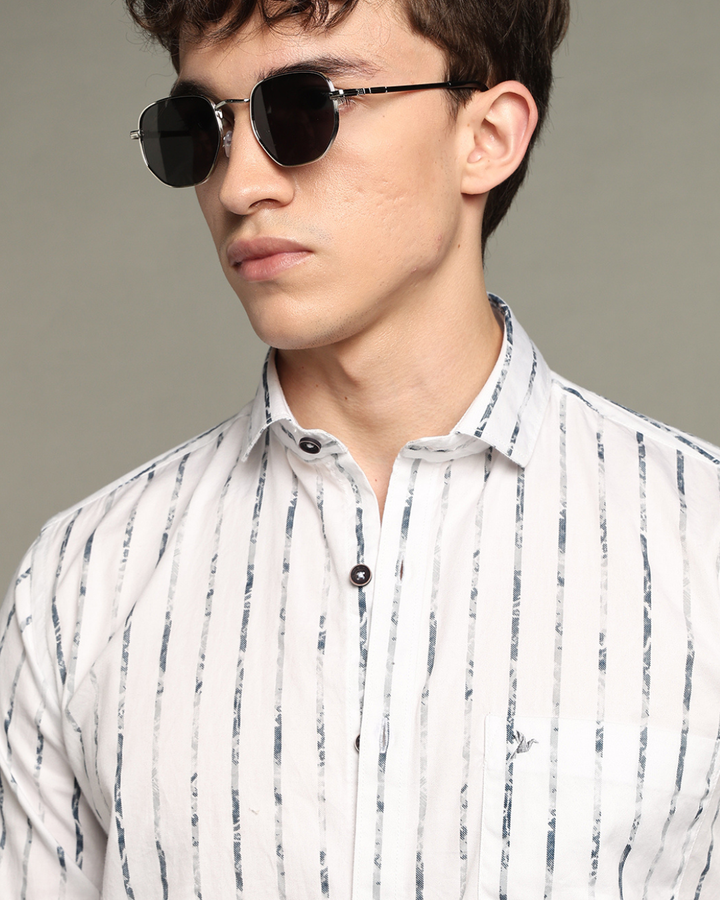 White & Military Line Stripes -Full-Stain Proof