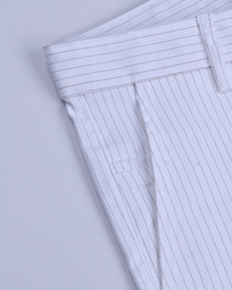 White Dotted Lines - 2 way stretch - COTTON PANT