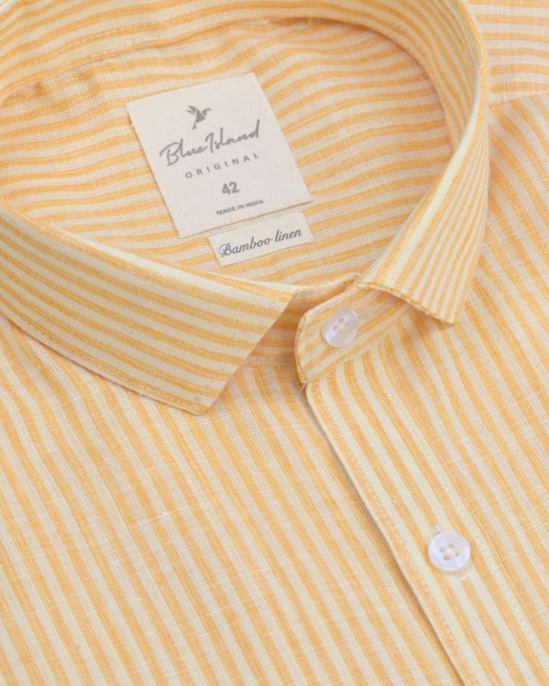 Summer Yellow & Orange Stripes -Full-Bamboo Linen