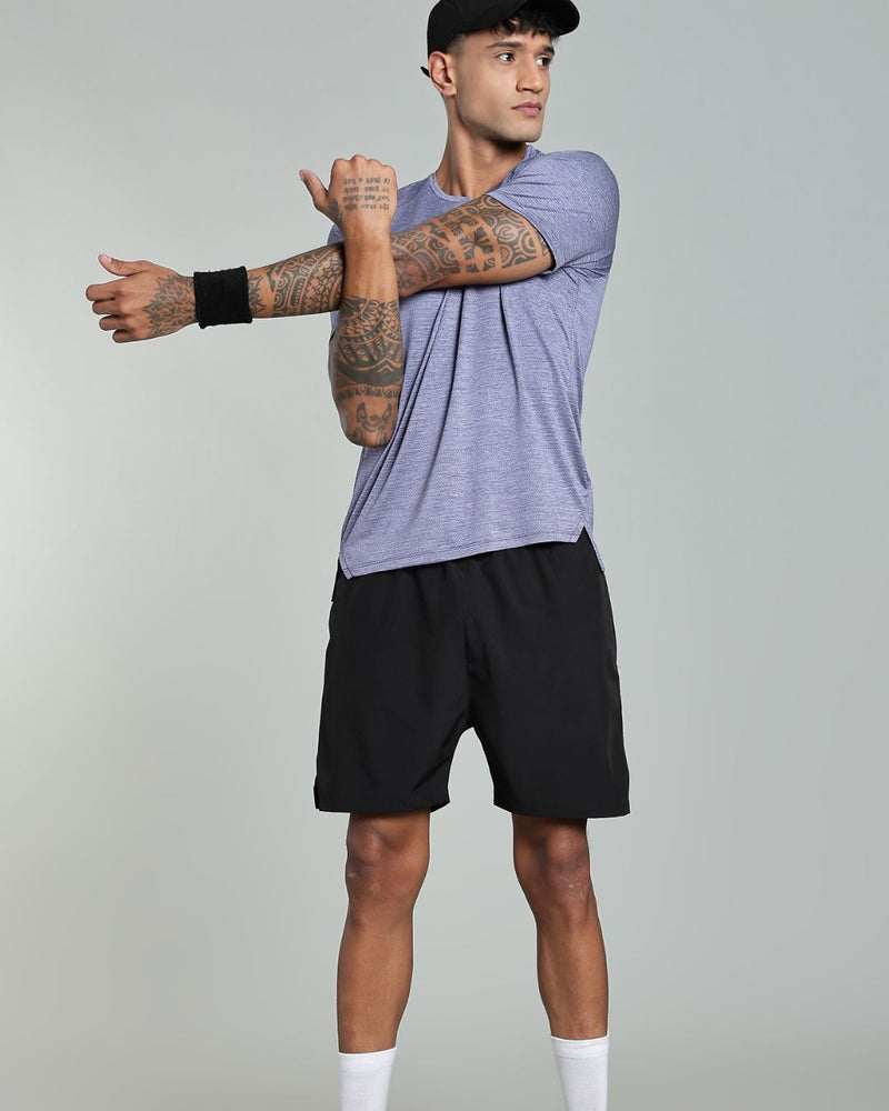 Violet Dotted Lines - Active wear Round neck Tshirt