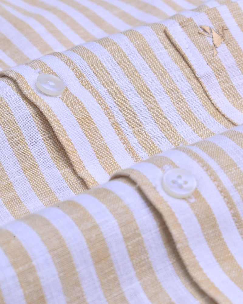 Golden Orange and White Stripes -Full-Bamboo Linen