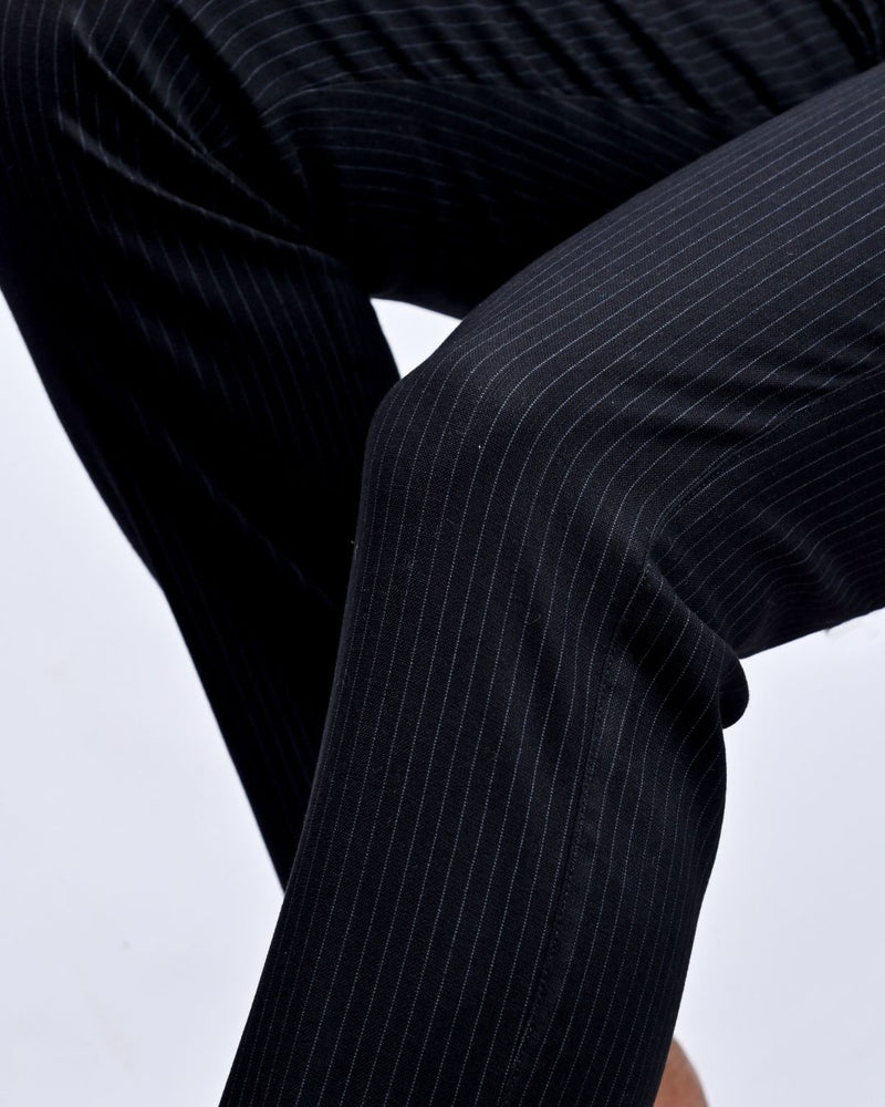 Black Dotted Lines - 2 way stretch - COTTON PANT
