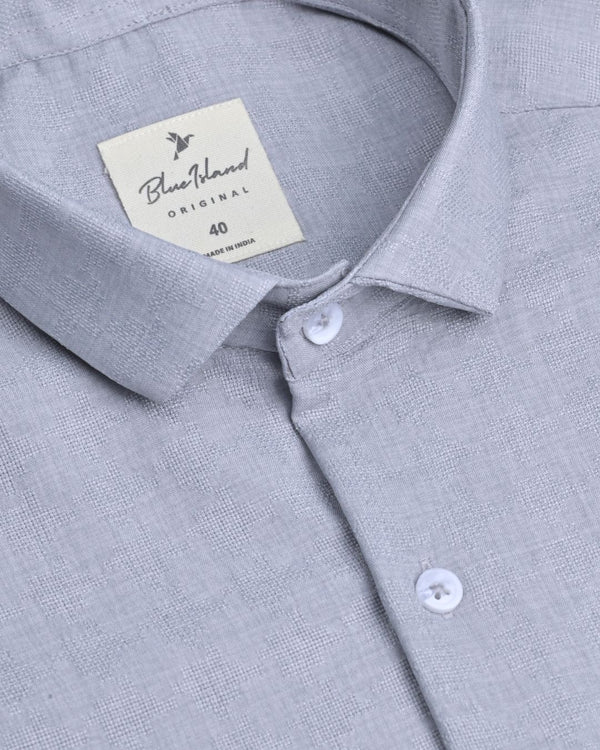 Dusty Charcoal Micro Dotted  Line - Half Sleeve - Airlite Shirt