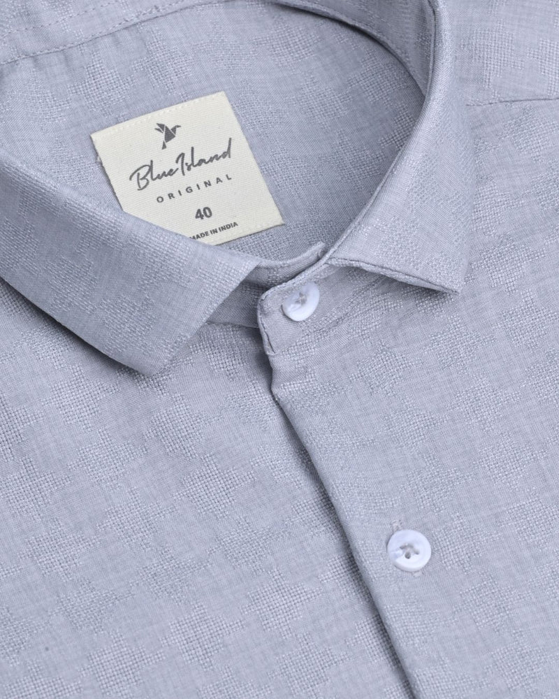 Dusty Charcoal Micro Dotted  Line - Half Sleeve - Airlite Shirt