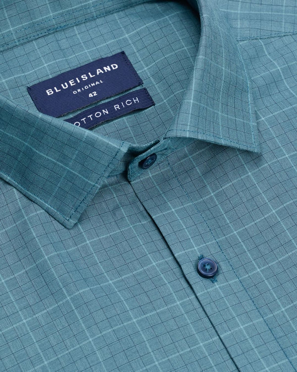 Elegant Green Grid- Full-Cotton Rich
