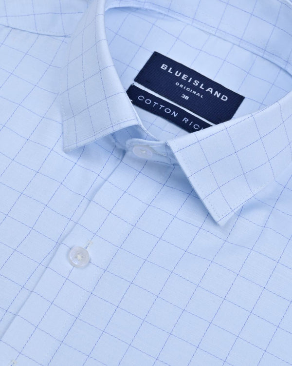 Mild Blue Checks - Full-Cotton Rich