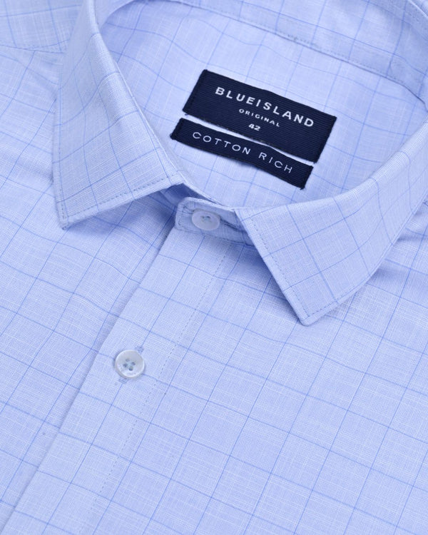 Retro Blue Checks- Full-Cotton Rich