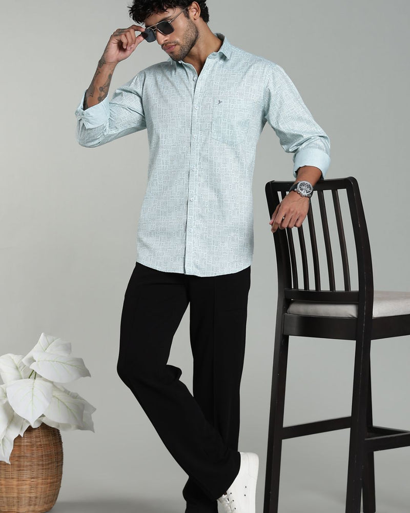 Mint Blue Tribal Print-Full-Stain Proof
