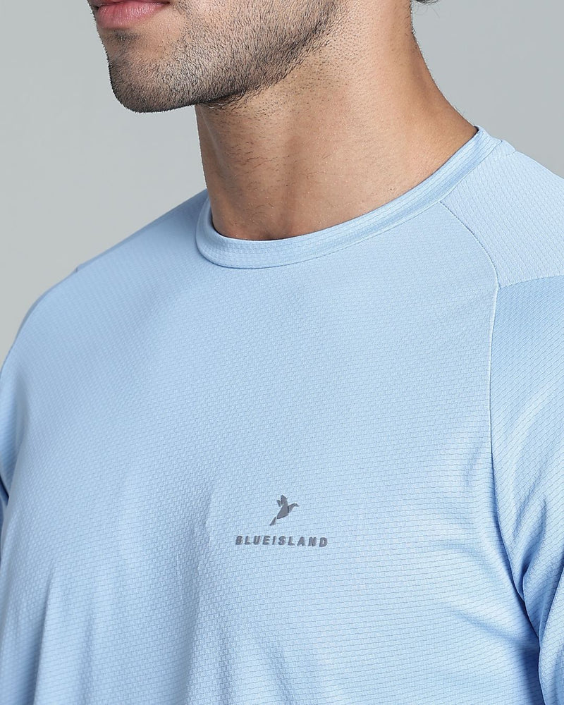 Cloud Blue  - Active wear Round neck Tshirt