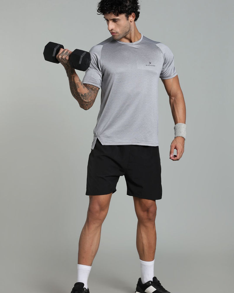 Lite Grey Dotted Lines - Active wear Round neck Tshirt
