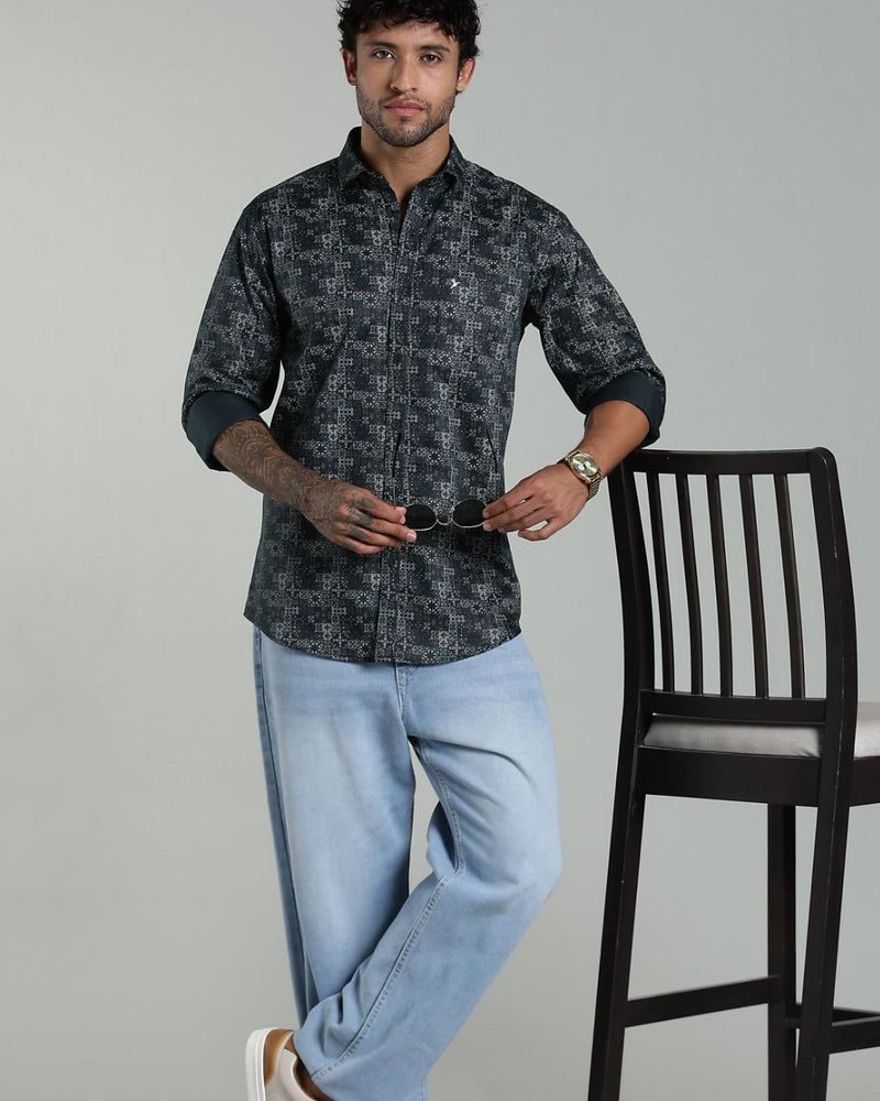 Green Tribal Print-Full-Stain Proof
