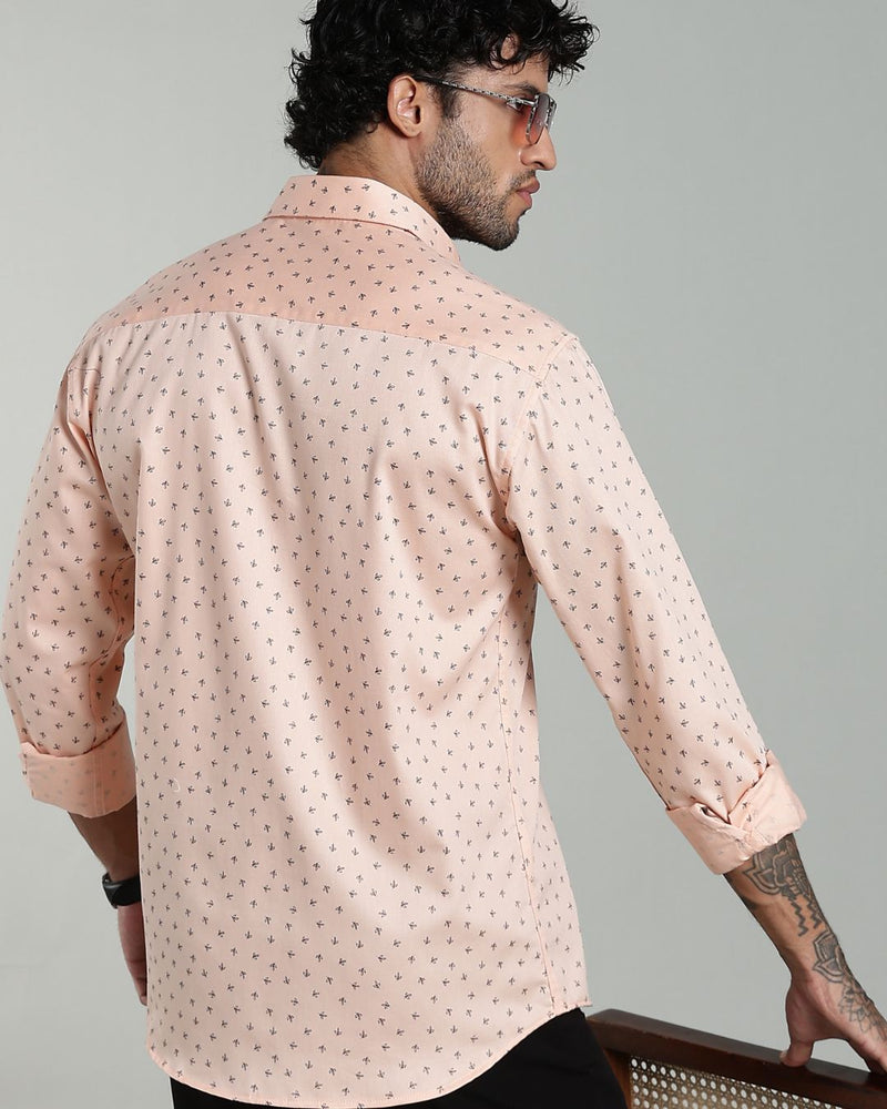 Peach Orange Petal Print-Full-Stain Proof