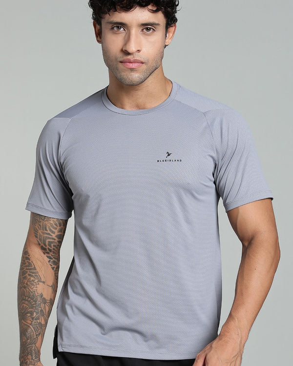 Silver Grey - Active wear Round neck Tshirt