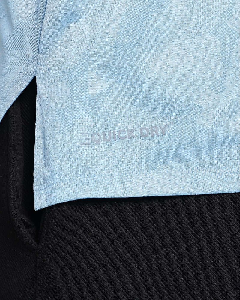 Sky Blue Dotted - Active wear Round neck Tshirt