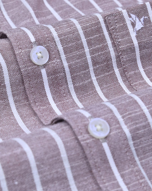 Chocolate Brown Stripes -Full-Bamboo Linen