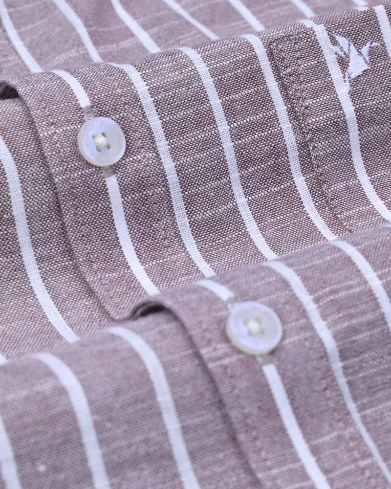 Chocolate Brown Stripes -Full-Bamboo Linen