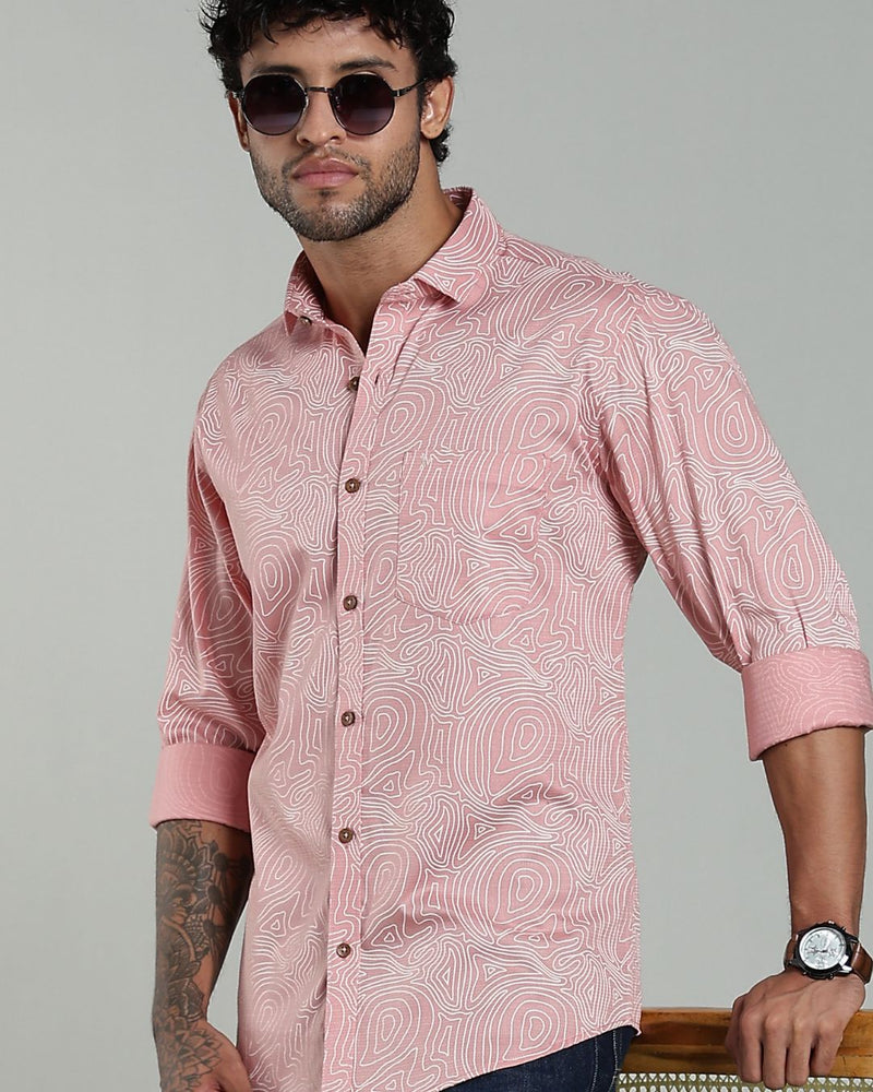 Pastel Pink Wavy Lines Print-Full-Stain Proof