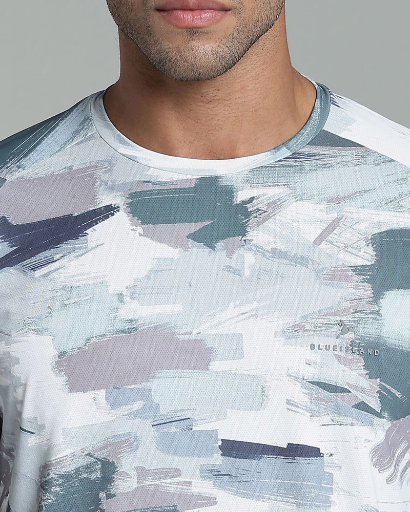Camo Green Splash - Active wear Round neck Tshirt