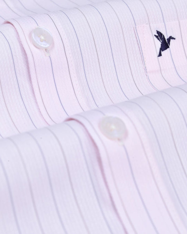Baby Pink Double Colour Stripes - Full-Cotton Rich