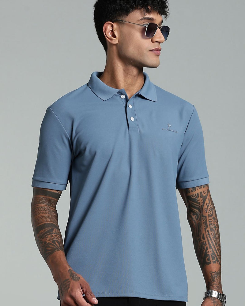 Bluish Grey - Active wear Polo Tshirt