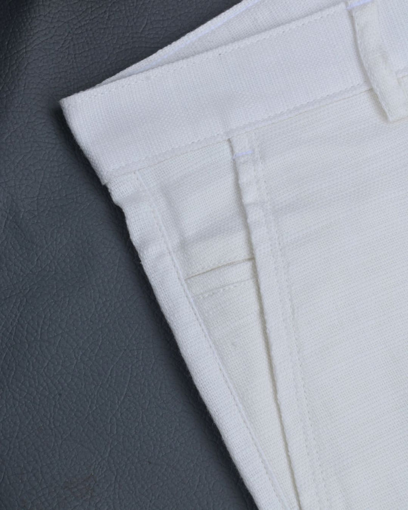 Textured White - 2 way stretch - COTTON PANT