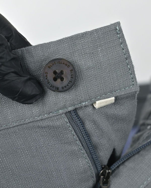 Greenish Grey - 2 way stretch - COTTON LINEN PANT
