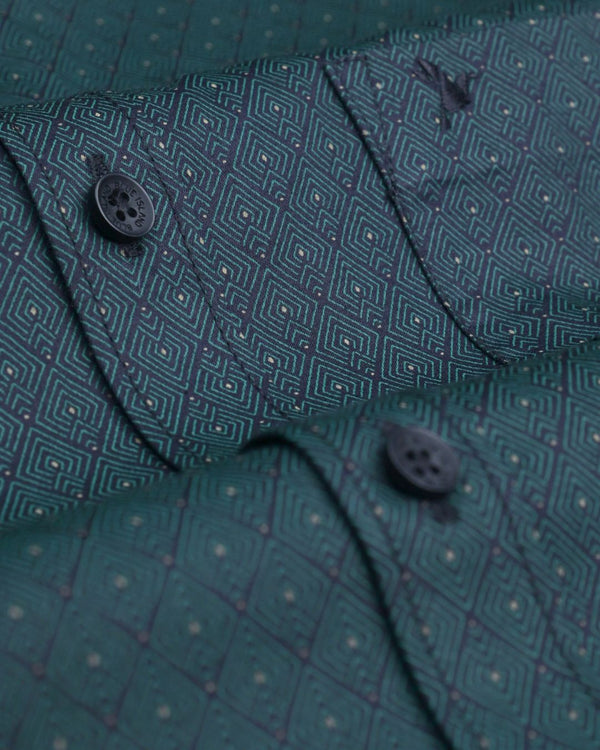 Black and Hunter Green Diamond print - Half Sleeve - Stain Proof