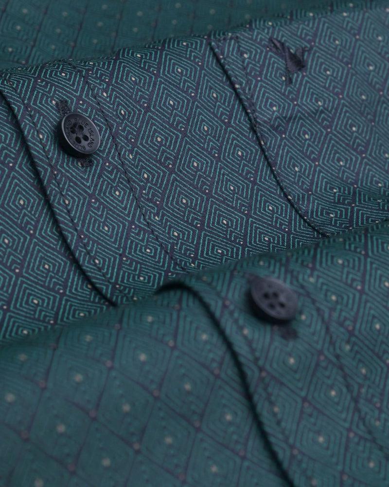 Black and Hunter Green Diamond print - Half Sleeve - Stain Proof