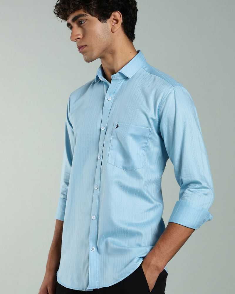 Sky Blue Self Design - Full-Stain Proof