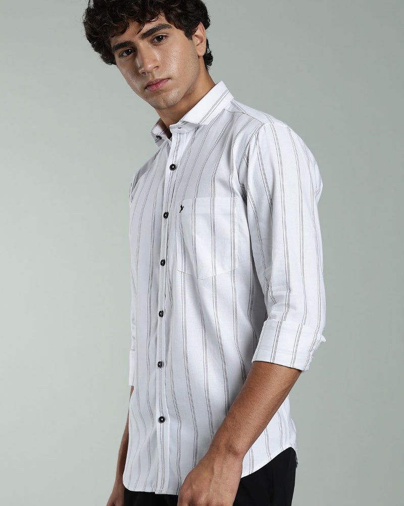 White & Black Multi Line Stripes- Full-Stain Proof