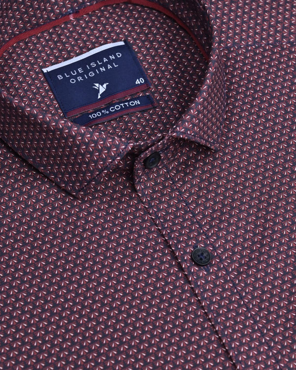 Red Leafy print - Half Sleeve - Stain Proof