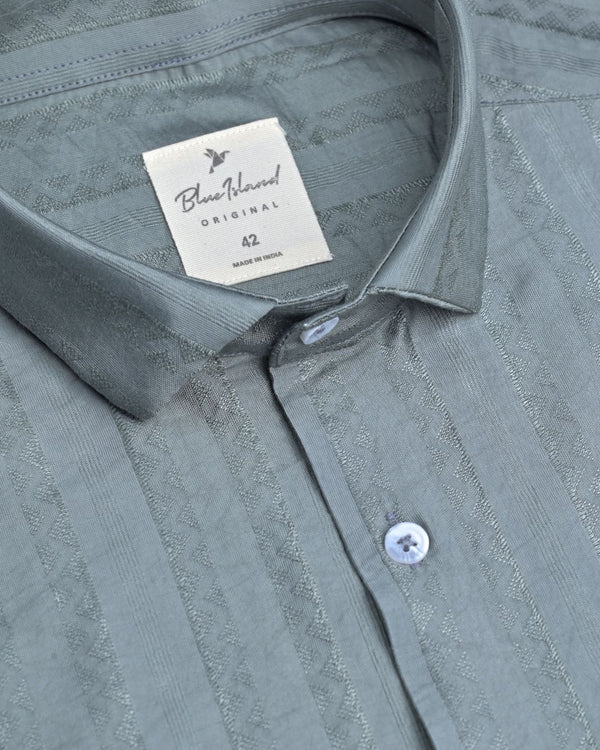 Basil Green Wave Line - Half Sleeve - Airlite Shirt