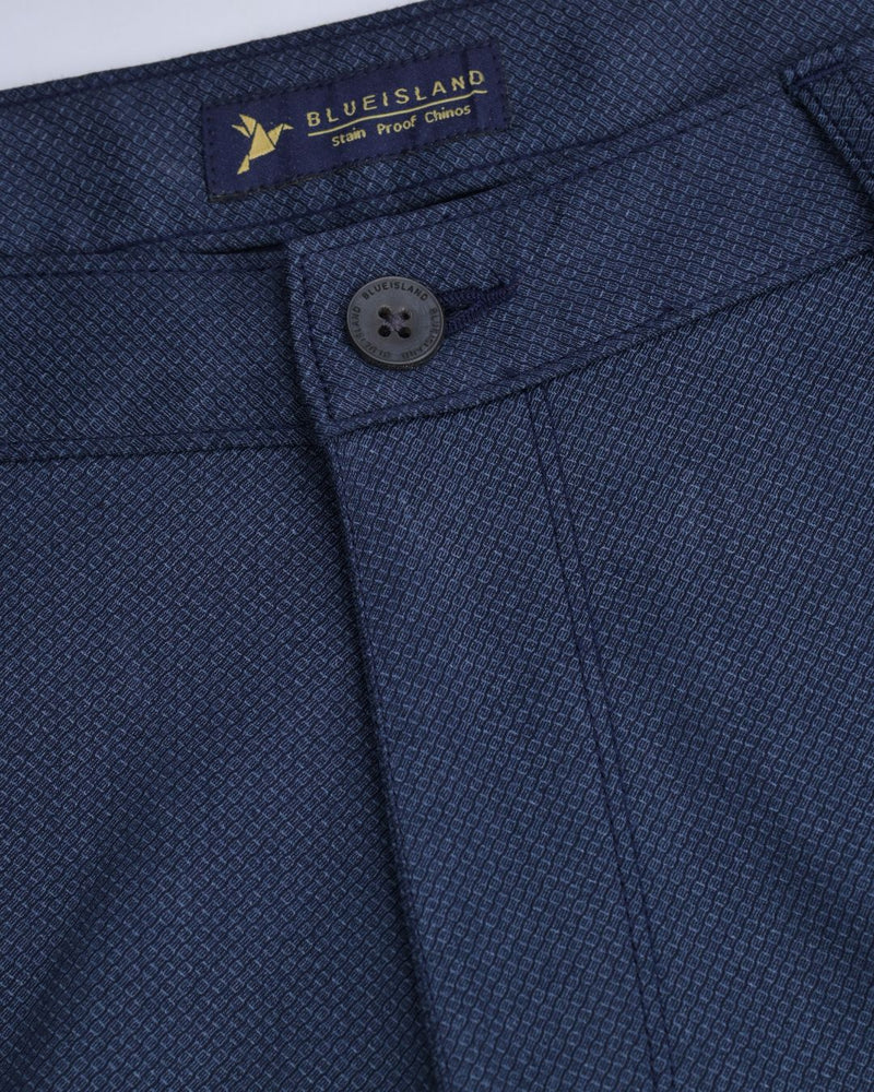 Navy Chain Printed - 2 way stretch - COTTON PANT