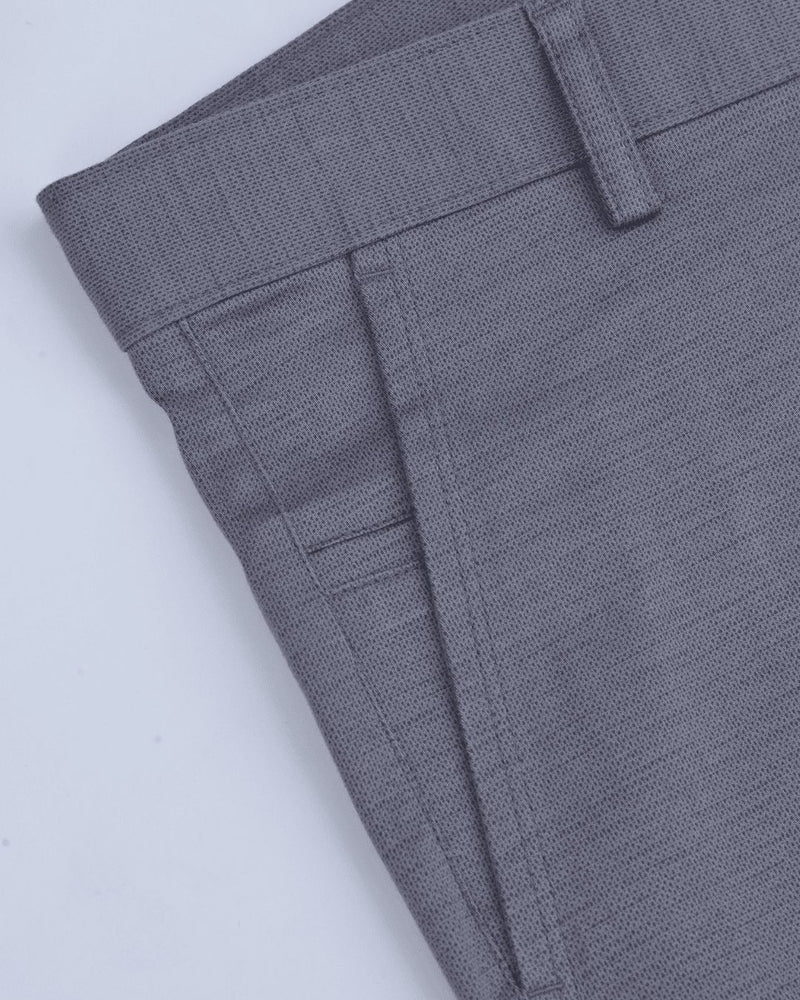 Ash Grey Dot Printed - 2 way stretch - COTTON PANT