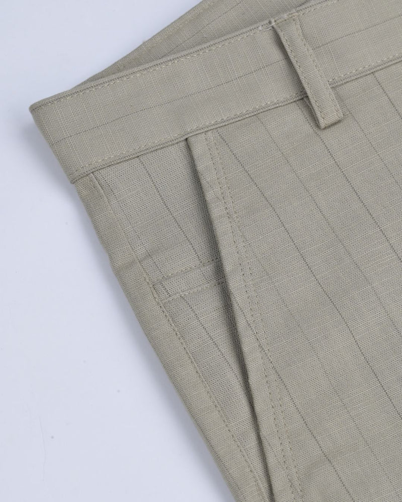 Lite Khaki Vertical Stripes - 2 way stretch - COTTON PANT