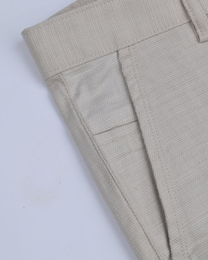 Textured Cream - 2 way stretch - COTTON PANT