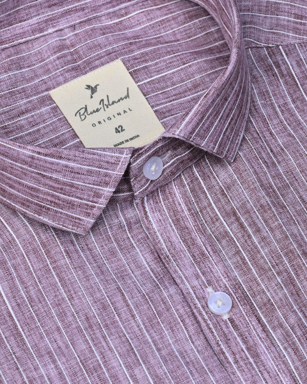 Dark Brown Mini Stripes -Full-Bamboo Linen