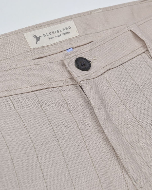 Cream Vertical Stripes - 2 way stretch - COTTON PANT