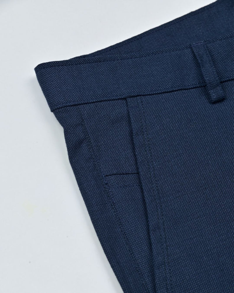 Navy Steel Printed - 2 way stretch - COTTON PANT