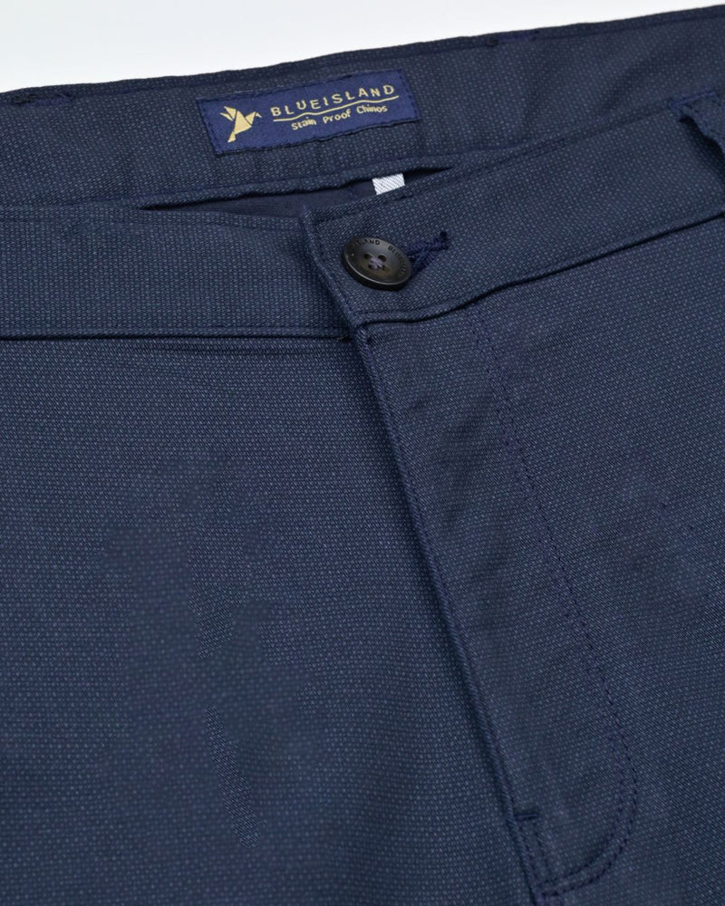 Navy Dot Printed - 2 way stretch - COTTON PANT